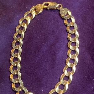 14k diamond cut vermeil curb link bracelet 8” 10mm